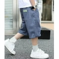 thumbnail image 7 of SonxaHe Little Boys Cargo Shorts Stretch Waist Relaxed Shorts with Pockets Kids Outdoor Cargo Half Pants Blue,Sized 6-7, 7 of 7