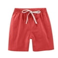 thumbnail image 5 of 2 Pack Kids Summer Solid Color Drawstring Sports Shorts Comfortable Imitation Cotton and Linen Casual Activewear for Boys and Girls Age 2-13 Lightweight and Breathable Birthday Gift, 5 of 6