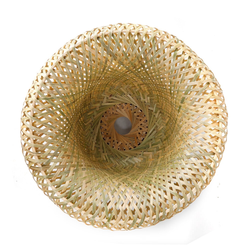 Vintage Bamboo Wicker Rattan Lantern Pendant Light Fixture Hanging Ceiling Lamp 110V 40W 14.96*7.87in for A Living Room, Dining Room