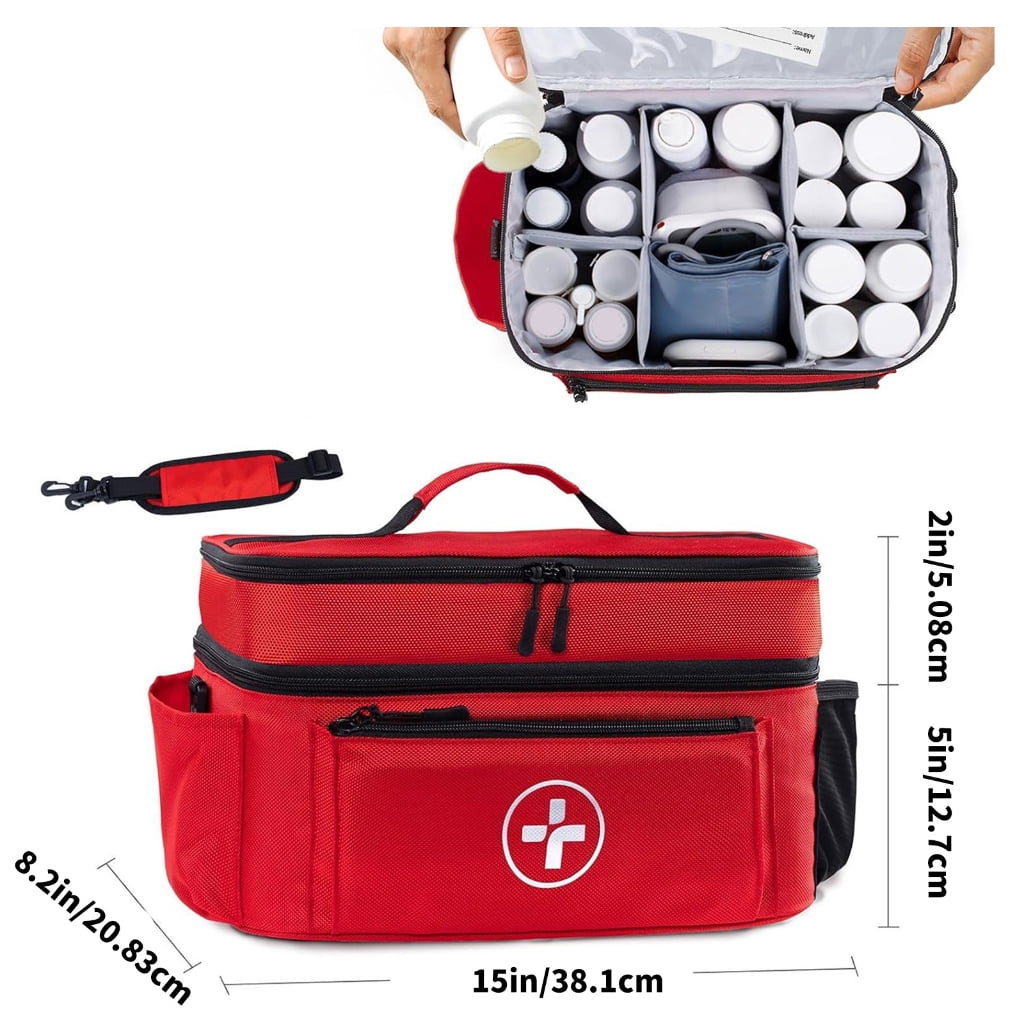 Water Resistant First Aid Storage Bag With Removable Compartments Suitable For Emergency Supplies Home Travel Essential
