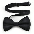 thumbnail image 2 of Toptie Mens Formal Tuxedo Solid Color Satin Bow Tie Classic Pre-Tied Bow Tie-Black-1 Pack, 2 of 5