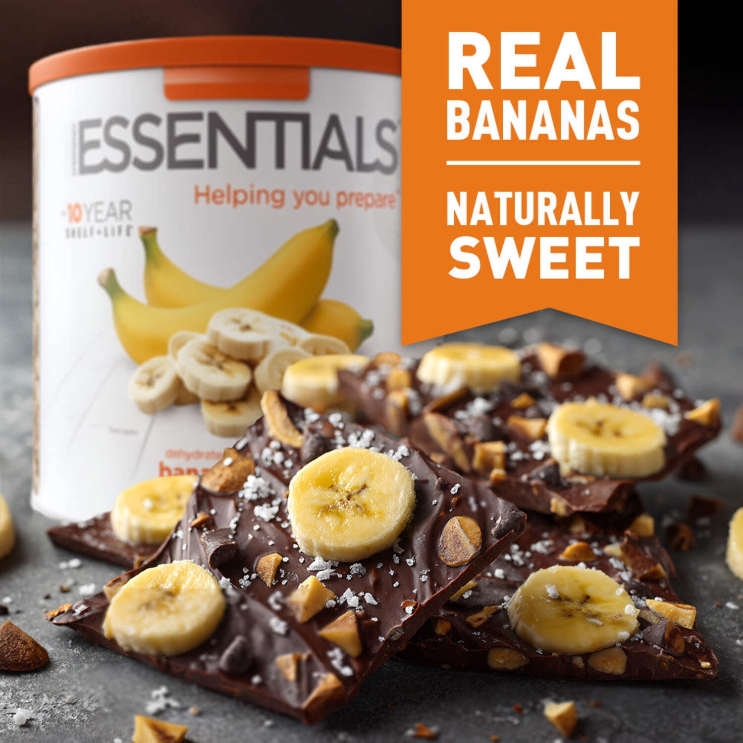 Emergency Essentials, Dehydrated Banana Slices, Emergency Food Supplies, 10-Year Shelf Life, 24 Servings