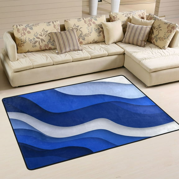 Area Rugs 72"x48" Indoor Non-Slip Wear Resistant Floor Mats Soft Large Carpets for Living Room Bedroom Home Decor Washable Rug Navy Blue Color Palette