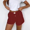 thumbnail image 5 of Women Shorts Plaid Print Button Front Pajama Bottoms Polyester Spandex Summer Sleepwear Beach Party Wear, 5 of 5