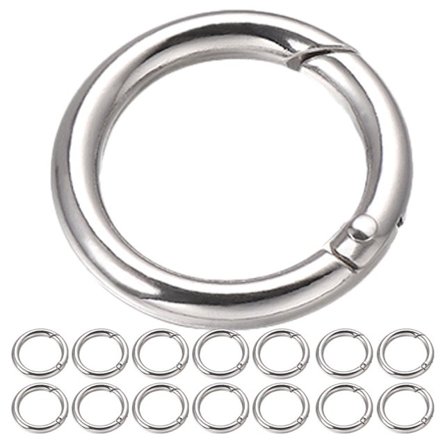 FELTECHELECTR 15 anillos de resorte redondos para llavero, anillos de clip, anillos redondos de colores, hebillas a presión redondas