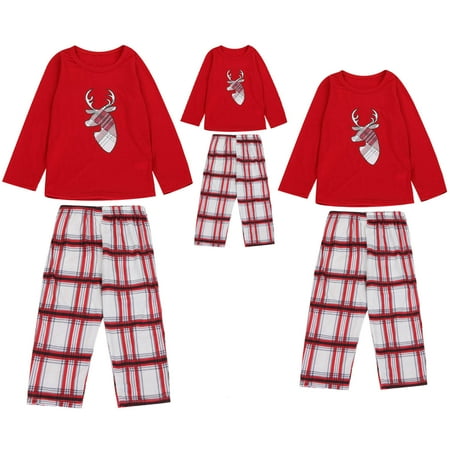 

jsaierl Holiday Christmas Family Pajamas Matching Sets Moose Xmas Pjs for Couples and Kids Baby Sleepwear Loungewear Outfits