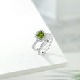 thumbnail image 5 of Gem Stone King 925 Sterling Silver Green Peridot and White Moissanite Wedding Engagement Ring Band Bridal Set for Women (1.37 Cttw, Gemstone Birthstone, Available in Size 5, 6, 7, 8, 9), 5 of 6