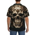 thumbnail image 3 of Gukieu Metal Style Horned Skull Print Men's Short-sleeved Shirts, Button-down Pocket Shirts, T-shirts, Beach Vacation Travel Summer Clothing-Small, 3 of 5