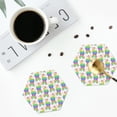 thumbnail image 4 of Lsque Rainbow Llama Pattern 4" Drink Coasters Set of 4, PVC Leather Absorbent Coasters, Table Coaster Set Decorative Coffee Cup Coasters Housewarming Gift -Hexagon, 4 of 6