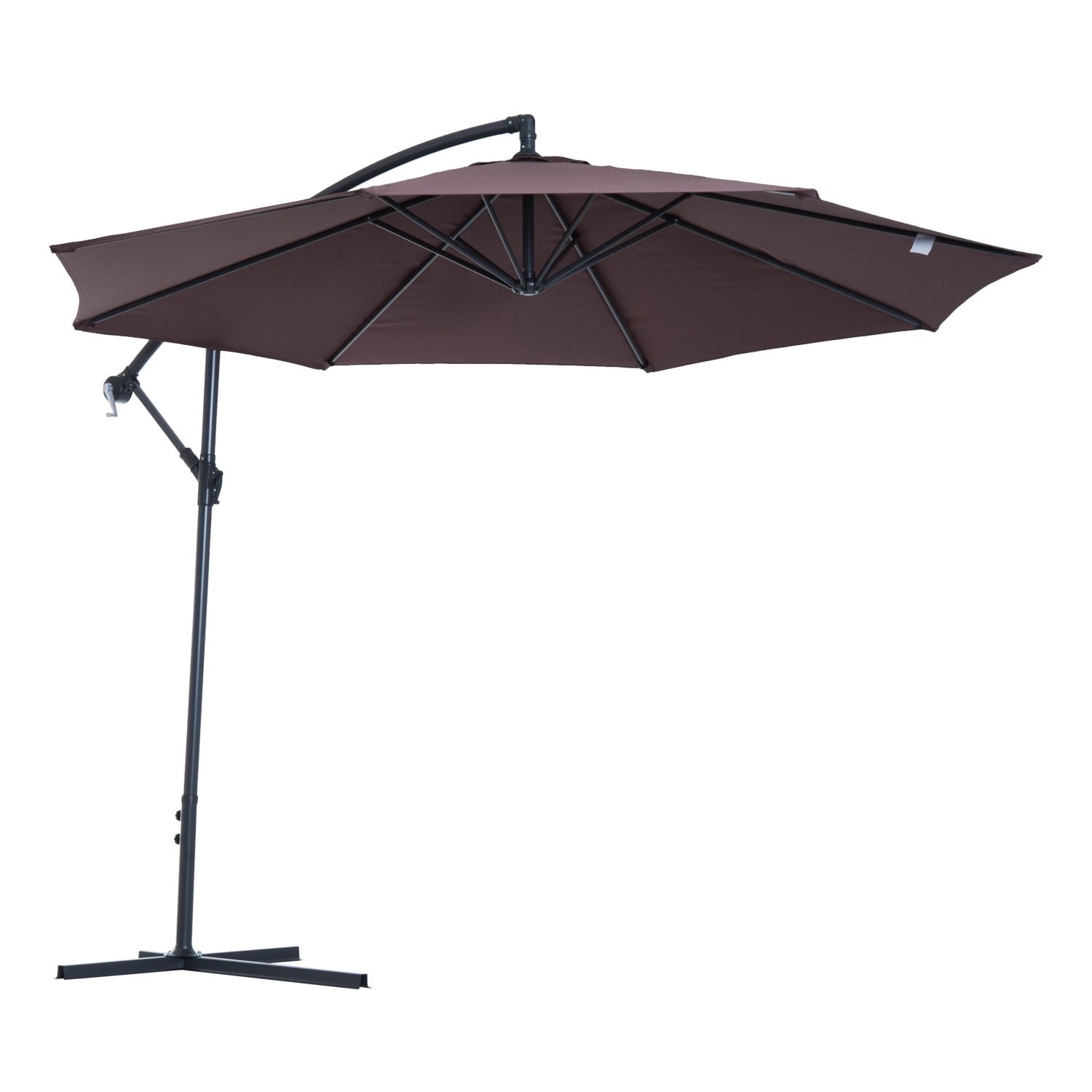 Outsunny 10' Cantilever Hanging Tilt Offset Patio Umbrella With Stand