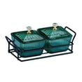 thumbnail image 1 of GUOOL Divided Serving Platter Snacks Platter with Lids Snack Plates Tray Serving Bowls 2 Bowls Green, 1 of 9