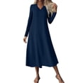 thumbnail image 2 of Summer Dresses for Women Plus Size V-Neck 3/4 Sleeve Solid Color Sundress with Pockets Casual Summer Wedding Guest Dress Beach Vacation Clothes, 2 of 6