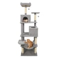 thumbnail image 1 of Costway 70" Cat Tree for Indoor Cats with Padded Top Perch, Dual Condos, Hammock, Platforms Light Gray, 1 of 10