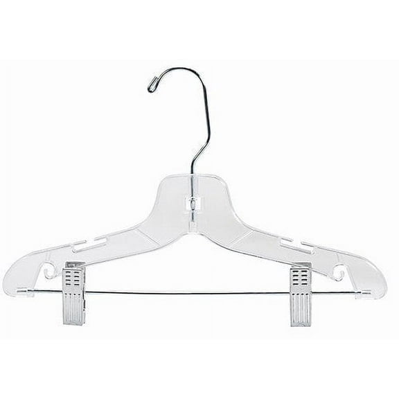 Children's Clear Plastic Suit Hanger w/Clips - 12"Plastic