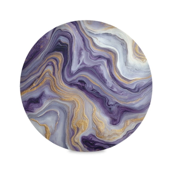 Round Placemats Set of 6 Heat Resistant Washable Kitchen Table Decorations 15.4in Purple Marble Pattern