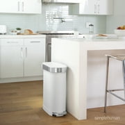 simplehuman Kitchen Trash Can, 45 Liter / 12 Gallon Slim Step Garbage Bin with Soft Close Lid, White