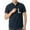 Navy, variant on Cotton Linen Polo Shirts for Men Band Collar Casual Summer Button Up Shirt Short Sleeve Personalised V Neck Shirts
