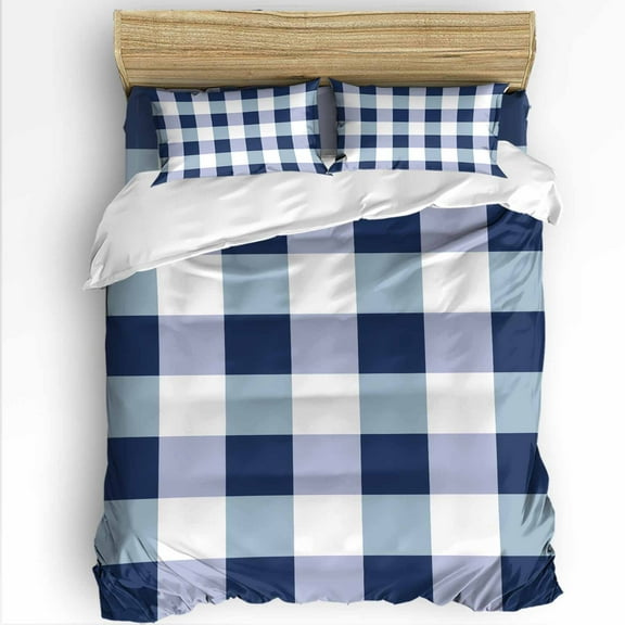 Buffalo Blue Plaid Twin Size Comforter Set, Spring Simple Pattern Soft Bedding for All Seasons, 4 Pcs Bed Set with 1 Comforter (68"x86") ,1Sheet(66"x116"), 2 Pillowcases (19"x29")