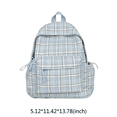 thumbnail image 2 of Plaid School Backpack, Spacious Backpack with Multi-pocket, Lightweight Breathable Bookbag for Middle School College, Blue, 2 of 9