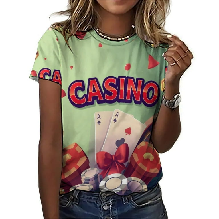 Casino Gambler Poker Pattern T Shirt O Neck Overd T Shirts