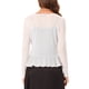 thumbnail image 3 of INSPIRE CHIC Chaqueta de malla con volantes de manga larga casual para mujer, con lazo, talla XL, blanca, 3 of 6