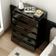thumbnail image 6 of OXYLIFE 5 Drawer Dresser Chest with LED Light for Bedroom and Living Room, Black Glossy Finish, 6 of 7