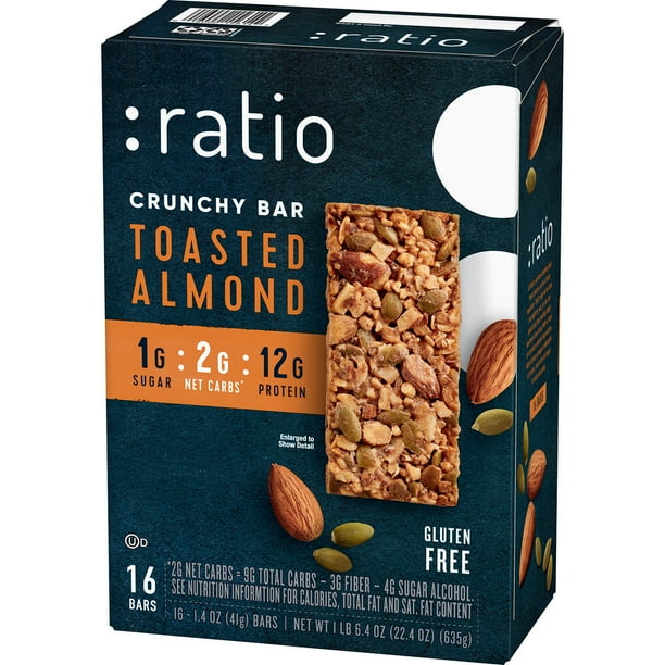 Ratio Toasted Almond Crunchy Bar 16 Count