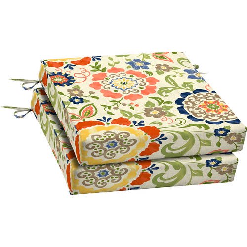 Mainstays Outdoor Patio Dining Seat Cushion, Set of 2, Multiple