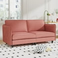 thumbnail image 4 of 74.27" Cloud Couch, Red Sectional Couches for Living Room, Large 2 Seater U-Shaped Sofa with Movable Ottoman, Fabric Couch with Arm Pockets for Apartment Office, 4 of 10