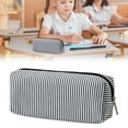 thumbnail image 2 of CoreLiving Pencil Case Large Capacity Pouch Seersucker Embroidery Storage Bag for Desk Organization Multipurpose Makeup Pen Holder Black White, 2 of 10