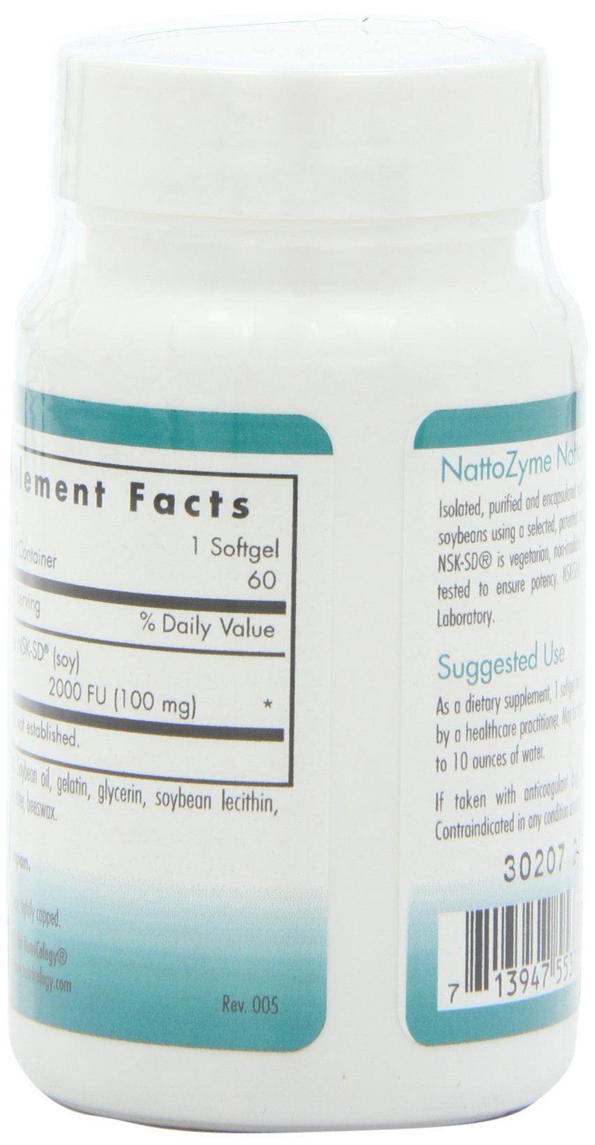 NutriCology NattoZyme 100 mg - Supplement to Support Healthy Circulation - Delivers 100 mg Nattokinase NSK-SD from Fermented Soybeans per Serving - 60 Servings - 60 Softgels