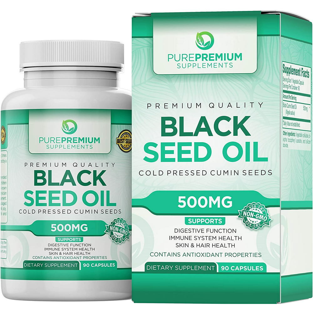 Black Seed Oil Capsules by PurePremium Supplements - Non-GMO - 500mg ...