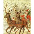 thumbnail image 3 of Souvenir Post Card Company, New York 20x24 Black Modern Framed Museum Art Print Titled - Christmas postcard of Santa Claus and his reindeer, 3 of 5