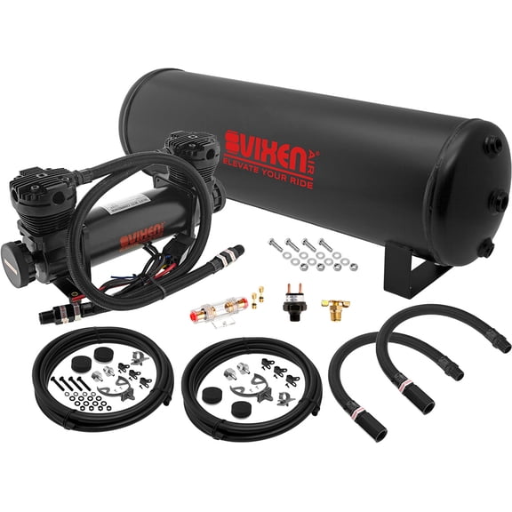 Vixen Air Suspension Kit for Truck/Car Bag/Air Ride/Spring. On Board System- 300psi Dual Cylinder Compressor, 4 Gallon Tank. For Boat Lift,Towing,Lowering,Load Leveling,Onboard Train Horn VXO8841DB