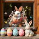 thumbnail image 1 of Uuiauoio 1 Sheet Easter Window Clings for Glass Windows, Easter Egg Bunny Butterfly Stickers Spring Window Clings Decorations, Spring Windows Decals for Home Office Party Decor, 1 of 6
