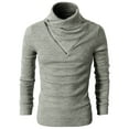 thumbnail image 2 of H2H Mens Fashion Turtleneck Slim Fit Pullover Sweater Oblique Line Bottom Edge GRAY US M/Asia L (KMTTL041), 2 of 6