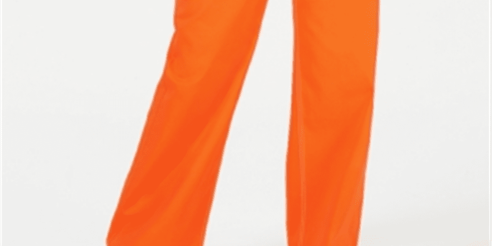 Dickies Junior's 5 Pocket High Rise Wide Leg Skater Pants Orange Size 9 