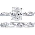 thumbnail image 2 of Divine Creation Women's 2.30 Ct Oval Cut White Diamond Engagement Wedding Thanksgiving Christmas Bridal Ring Set 14K White Gold Plated 925 Sterling Silver -4, 2 of 3