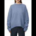 thumbnail image 1 of Suéter de Mujer, Cuello Redondo, Larga, Holgado, Tejido Suave, Dobladillo Acanalado, para Otoño e Invierno. Azul Niebla Talla Única, 1 of 9