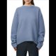 thumbnail image 1 of Suéter de Mujer, Cuello Redondo, Larga, Holgado, Tejido Suave, Dobladillo Acanalado, para Otoño e Invierno. Azul Niebla Talla Única, 1 of 9