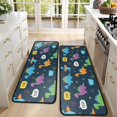 thumbnail image 4 of Kitchen Rugs Sets Of 2,DarkBlue Cartoon Dinosaurs SpeechBubbles Pattern Anti Fatigue Kitchen Mat Rugs Non Slip Washable,Decorative Kitchen Floor Mats for Kitchen,Sink,Laundry,17"x47"+17"x47", 4 of 5