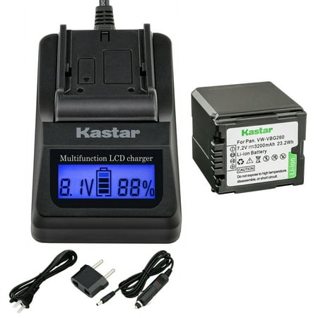 Kastar Fast Charger + VW-VBG260 Battery 1-Pack for Panasonic AG-AC7 AG-AF100 AG-HMC40 AG-HMC80 AG-HMC150 HDC-HS250 HDC-HS300 HDC-HS700 HDC-SD600 HDC-SD700 HDC-SDT750 HDC-TM300 HDC-TM700 SDR-H80 Camera