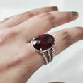 thumbnail image 5 of Natural Checker Garnet Ring, Garnet Ring, January Birthstone, 3 Twisted Bohemian Band, 925 Sterling Silver, Womens Ring, Christmas, Thanksgiving, Handmade, Statement Jewelry, Natural Gemstone Ring, 5 of 8