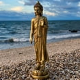 thumbnail image 2 of Global Chic Golden Buddha Garden Statue, Standing Abhaya Protection Pose, 32.25 Inches (80cm) Tall, The Serenity Collection, 2 of 9