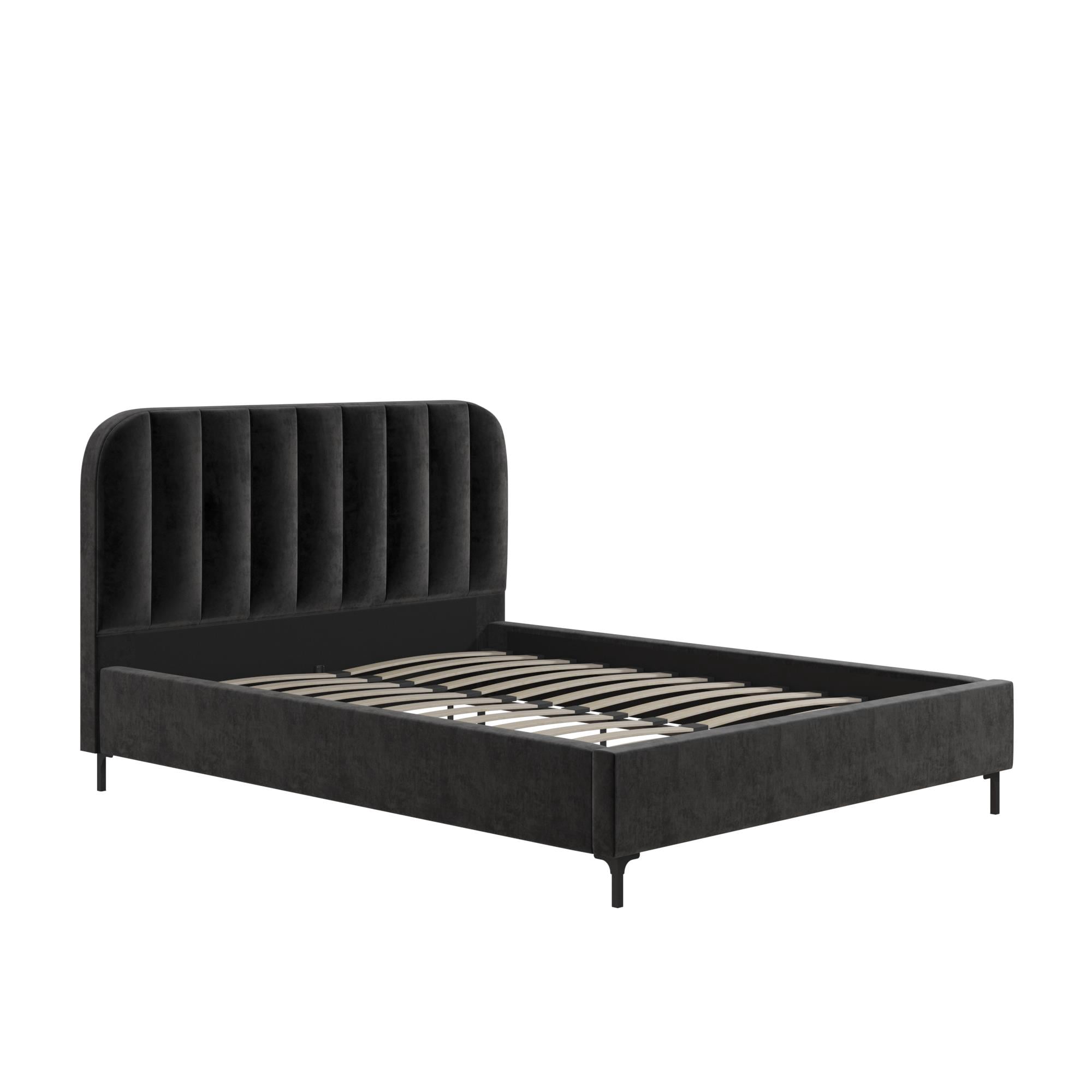 DHP Callie Upholstered Platform Bed, Queen, Black Velvet