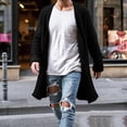 thumbnail image 2 of Wrtxtat Men's Cardigan Solid Color Cable Knit V-Neck Long Coats Fashion Midweight Warm Casual Loungewear Streetwear Sweater Black XL, 2 of 5