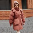 thumbnail image 7 of Kids Padded Parka Coats Girls Hooded Jacket Warm Winter Outerwear Waist Mid Length Thermal School Overcoat for Toddler Teen Girls Brown 13-14Years, 7 of 7