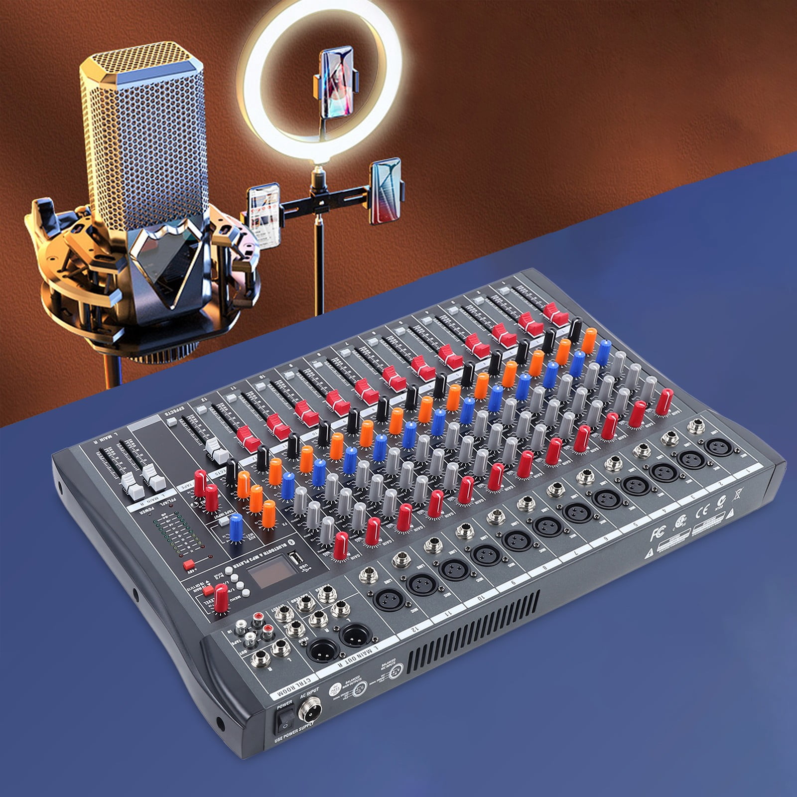 ToppiJoy 12-Channel Professional Audio Mixer, Sound Mixer, Stereo Mixer