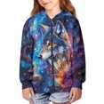 thumbnail image 5 of chaqlin Wolf Hoodies for Boys Girls 6-7 Trendy Y2K Zip Up Hooded Sweatshirts Galaxy Long Sleeve Hoodie Jacket Casual Drop Shoulder Cardigan with Pockets, 5 of 7
