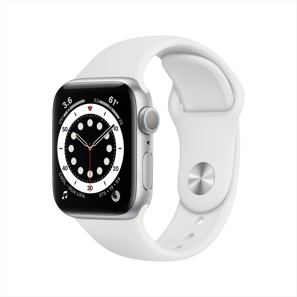 Apple Watch Series 6 GPS, 40mm Silver Aluminum Case with White Sport Band - Regular